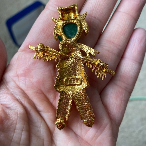 Camrose & Kross Gold Brooch scarecrow Jackie Kennedy